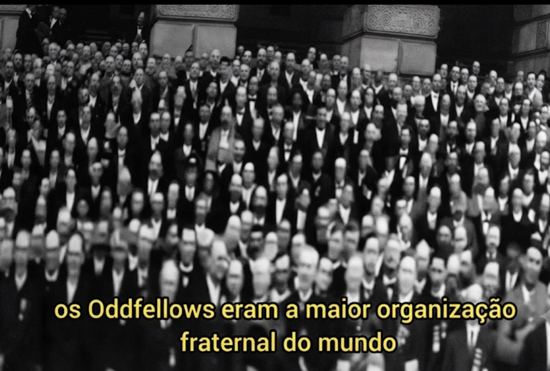 Fotografia histórica de uma reunião dos Odd Fellows